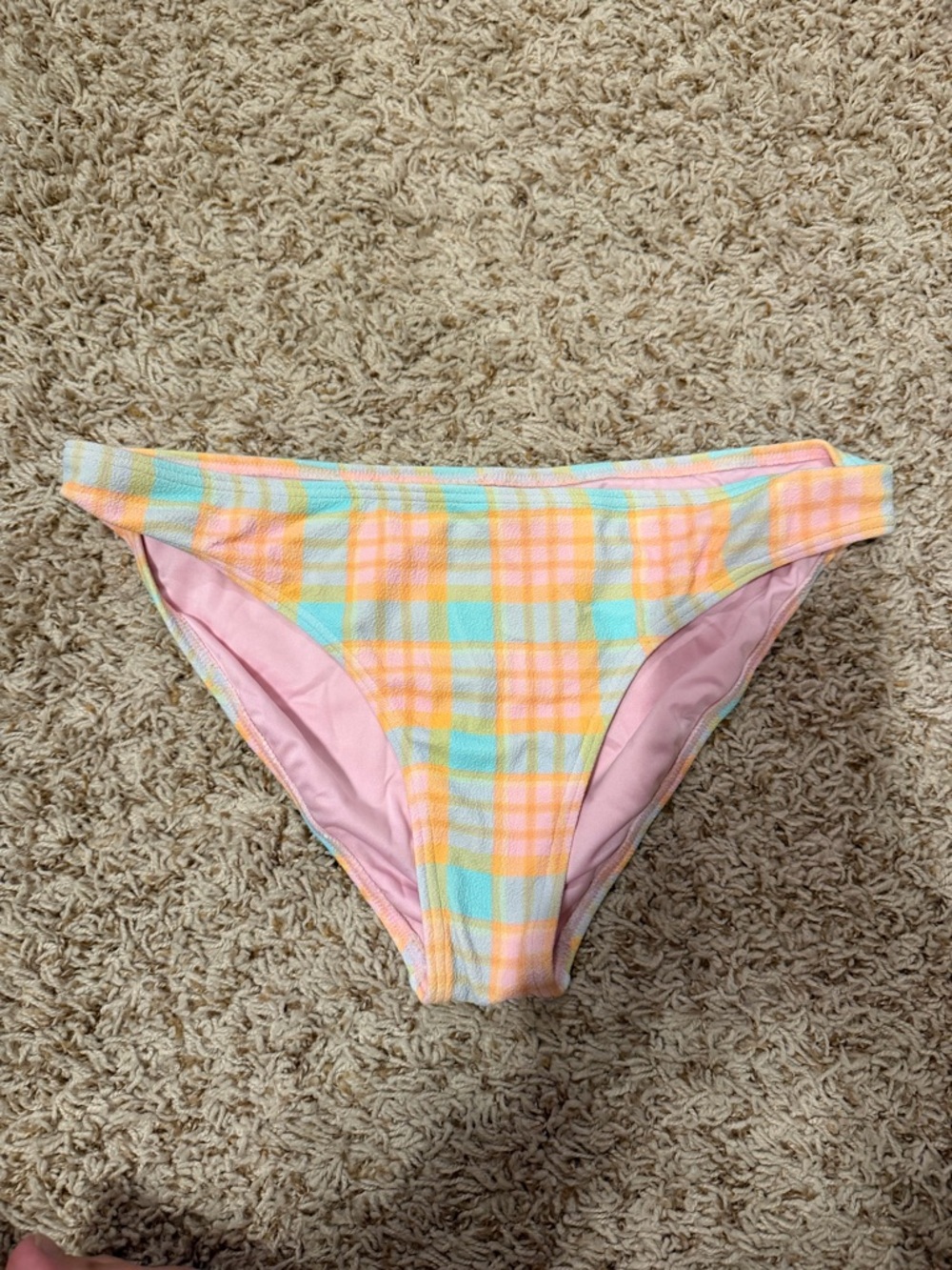 Billabong Pastel Plaid Bikini Bottoms - Pink, Yellow, Mint